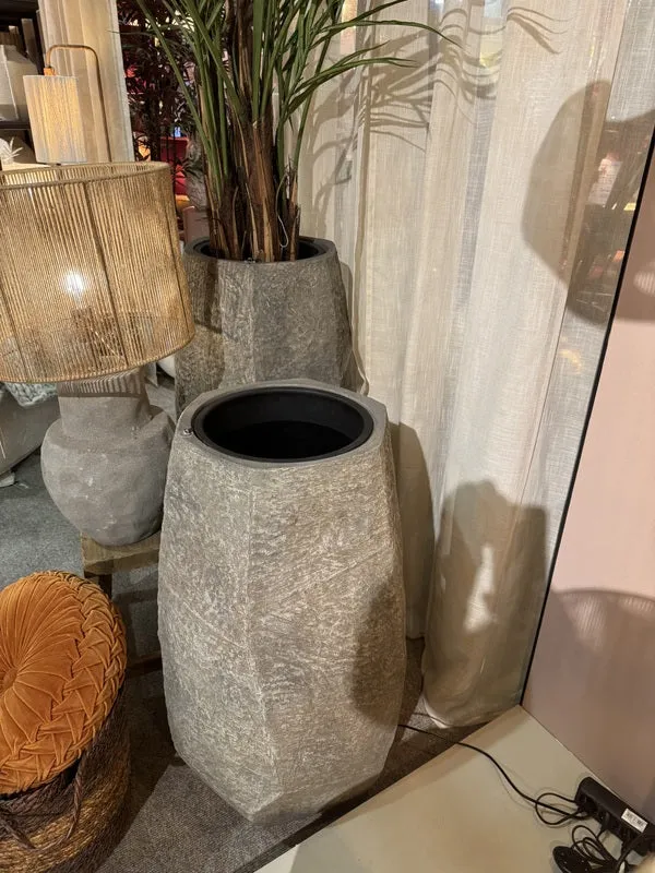 Vase grau, Übertopf grau, Pflanzvase grau, Höhe 88 cm