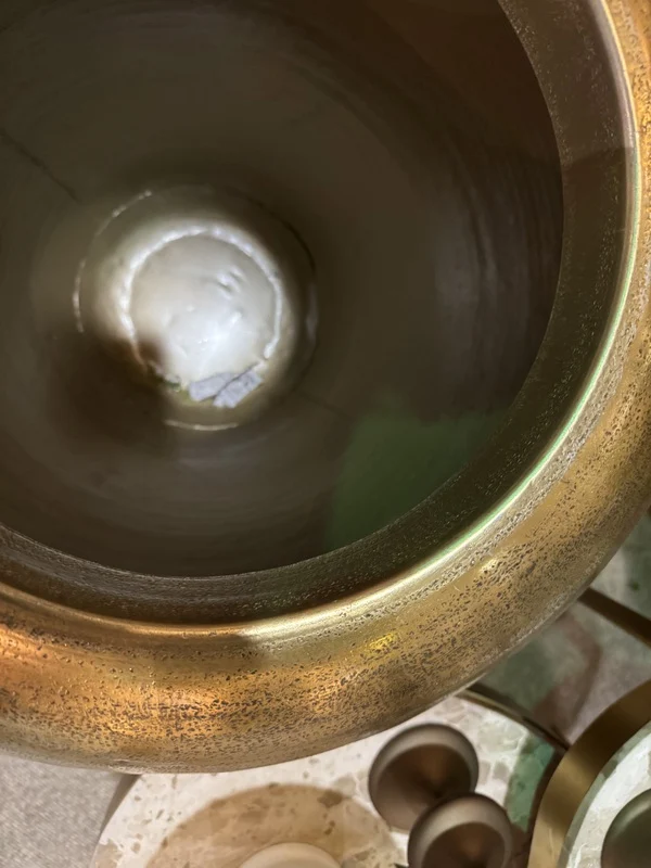 Vase rund Gold, Übertopf Gold, Pflanzvase Bronze, Höhe 89 cm