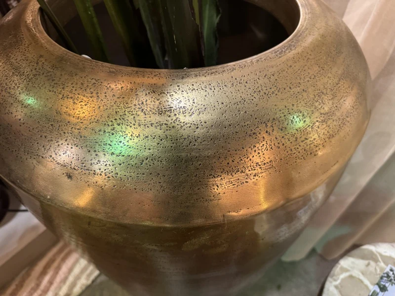 Vase rund Gold, Übertopf Gold, Höhe 68 cm