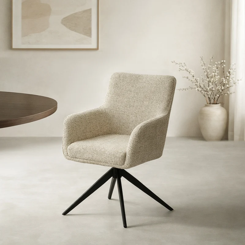 Stuhl drehbar Farbe Sand, Esszimmerstuhl drehbar, Breite 62 cm