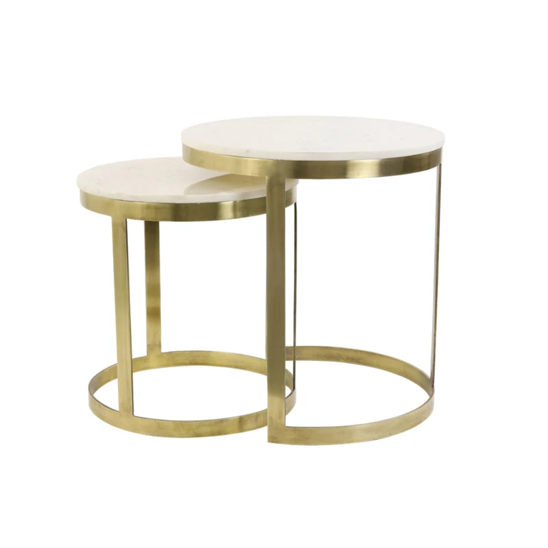 Beistelltisch rund Gold 2er Set, Durchmesser 41-49 cm