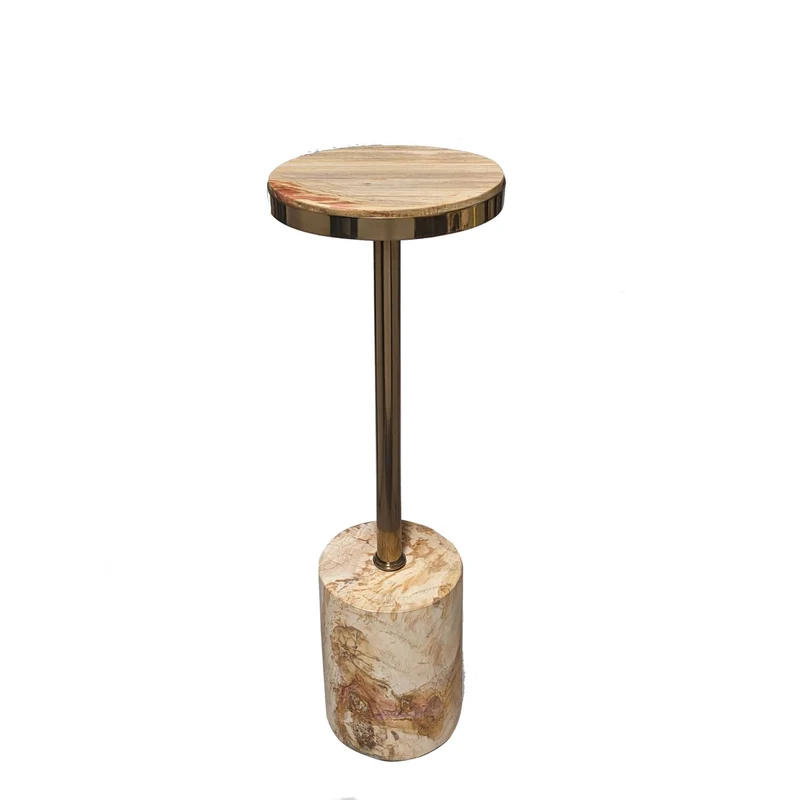 Beistelltisch rund Marmor, runder Beistelltischbeige, Durchmesser 21 cm