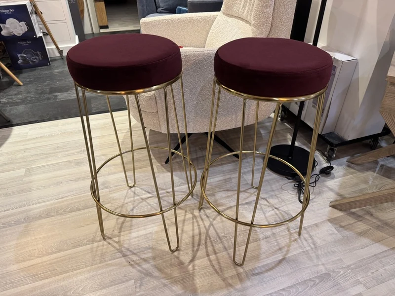 Barhocker Gold-Bordeaux, Barhocker 2 Stück, Sitzhöhe 70 cm