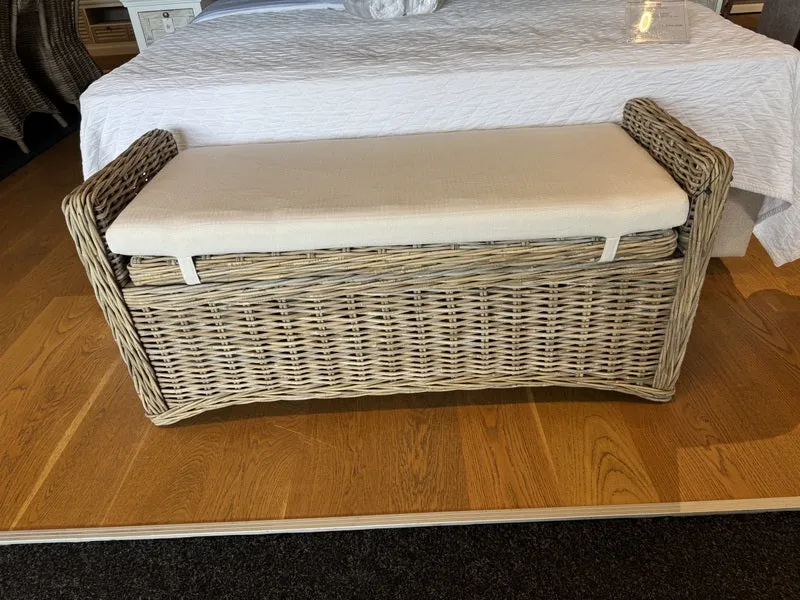 Sitzbank Rattan, Bank Rattan mit Stauraum, Länge 120 cm