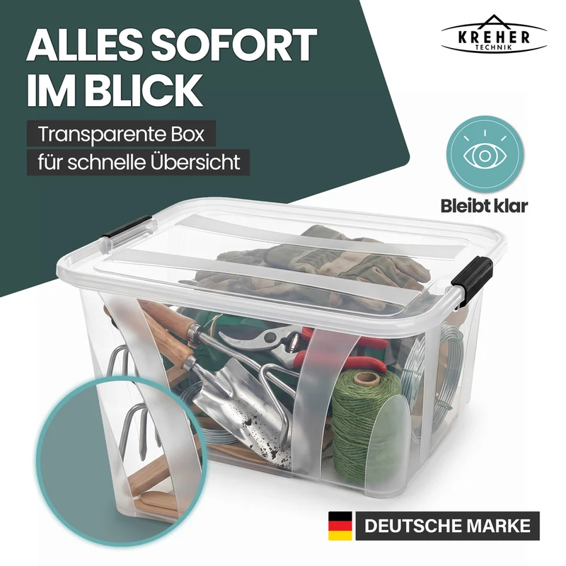 Aufbewahrungsbox 'Master' Box mit Deckel - 32 Liter Volumen, in Transparent