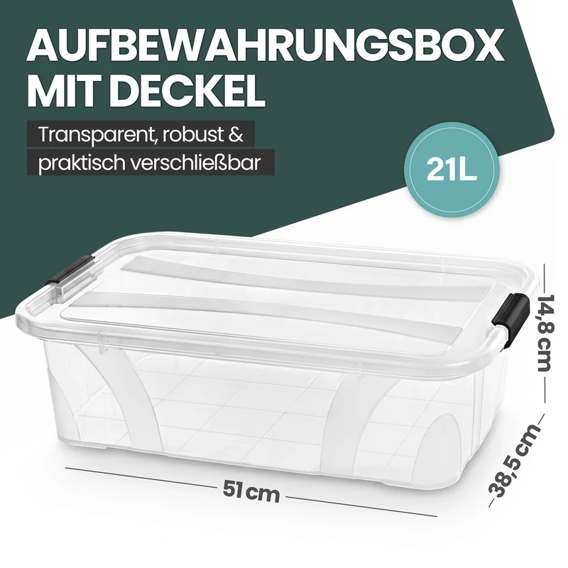 Aufbewahrungsbox 'Master' Box mit Deckel - 21 Liter Volumen, in Transparent