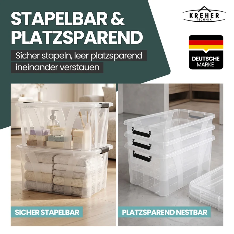 2 x Aufbewahrungsbox 'Master' Box mit Deckel - 14 Liter Volumen, in Transparent