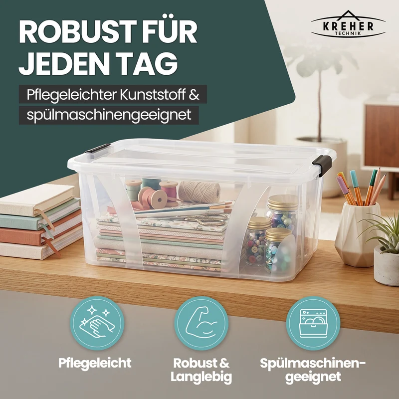 2 x Aufbewahrungsbox 'Master' Box mit Deckel - 14 Liter Volumen, in Transparent