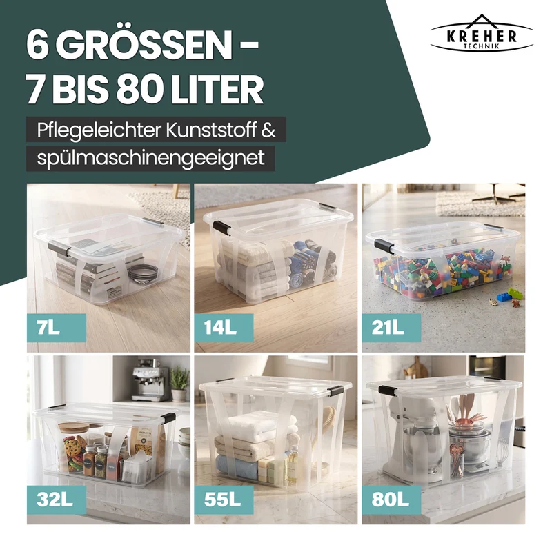 2 x Aufbewahrungsbox 'Master' Box mit Deckel - 14 Liter Volumen, in Transparent