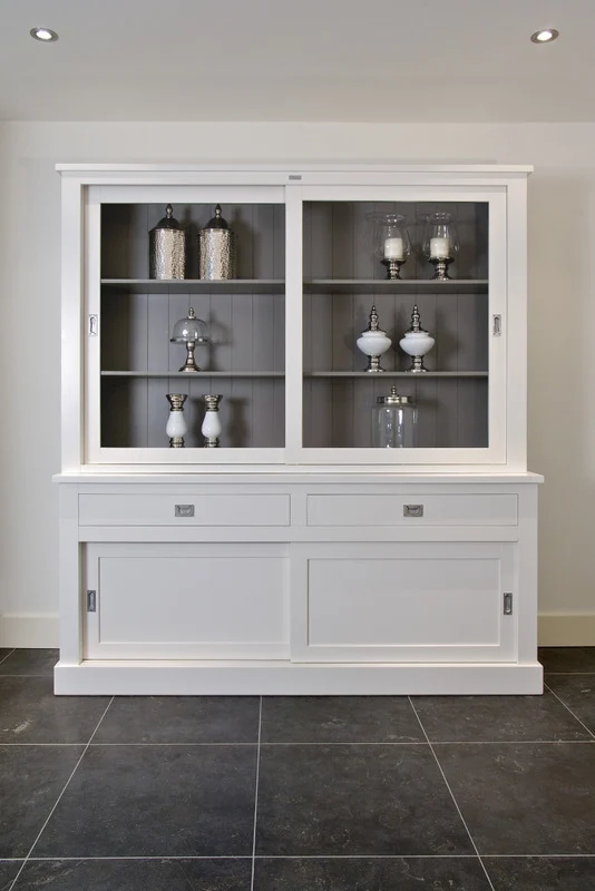 Vitrine weiß-anthrazit, Geschirrschrank weiß Landhausstil, Breite 160 cm