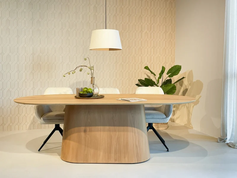Esstisch oval Eiche furniert , ovaler Tisch Eiche-Natur Farbe, Länge 200 cm