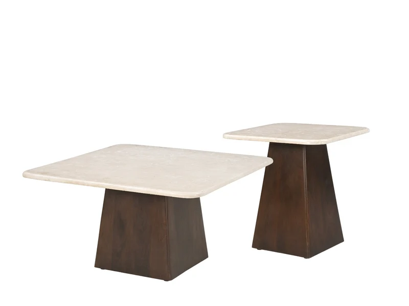 Couchtisch Marmor-Tischplatte beige-weiß , Couchtisch beige-braun, Maße 75x75 cm