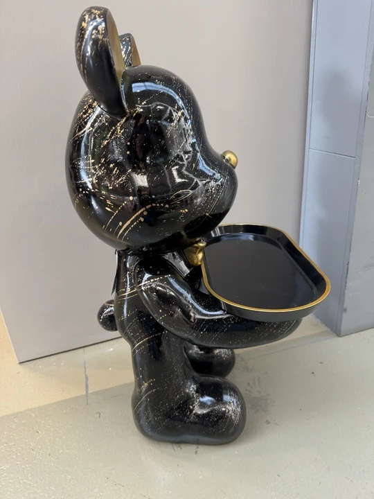 Deko Bär schwarz-Gold, modern Diener-Bär-Figur, Höhe ca. 48 cm