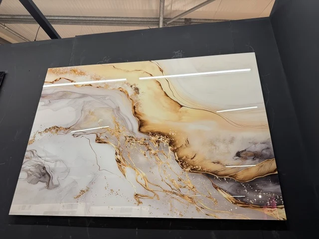 Bild Gold, Glas Bild bunt, Breite 160 cm