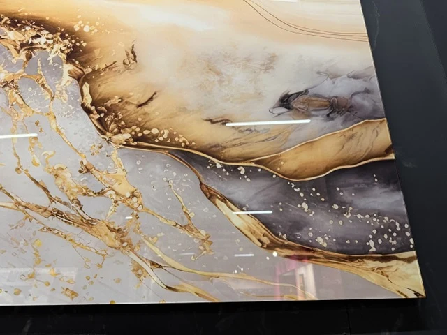 Bild Gold, Glas Bild bunt, Breite 160 cm