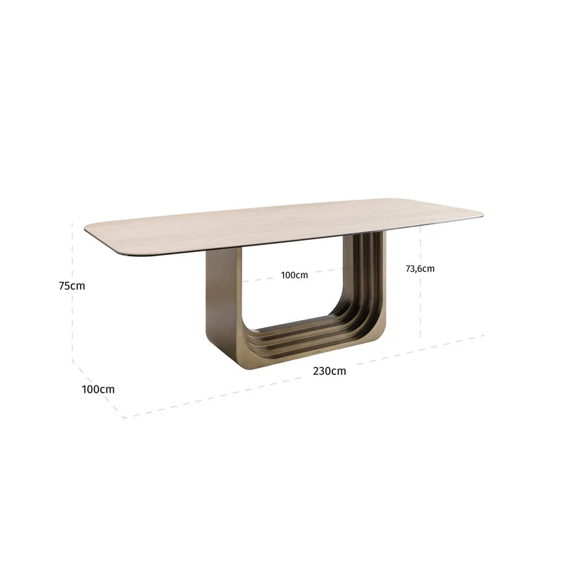 Esstisch Keramik Tischplatte Metall Tischfuß, Tisch Keramik, Länge 230 cm