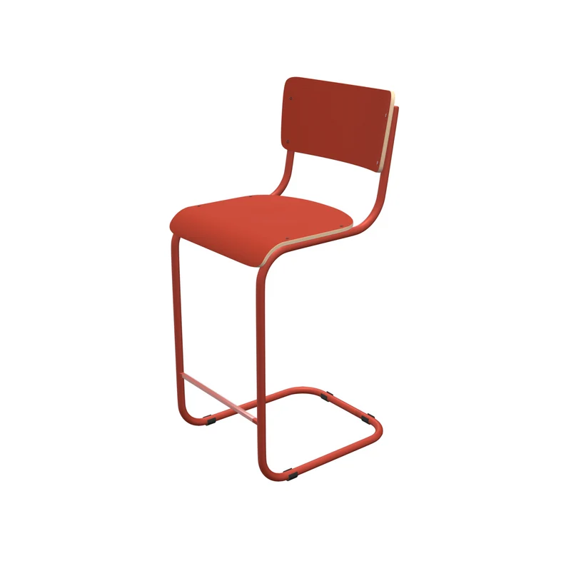Barstuhl rot Industriedesign, Barstuhl-Freischwinger rot, Sitzhöhe 65 cm