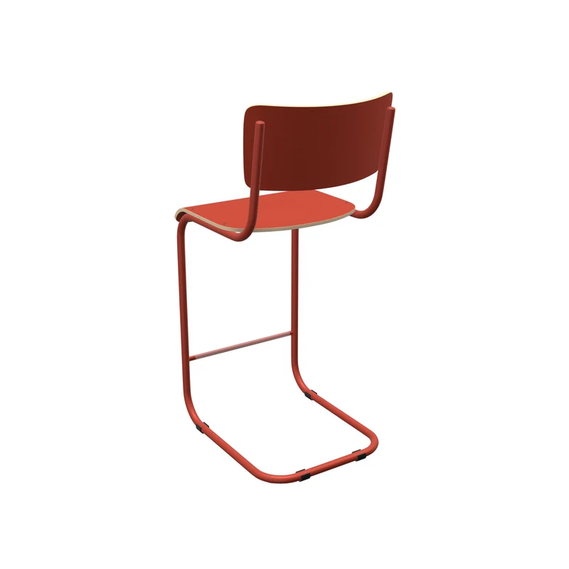 Barstuhl rot Industriedesign, Barstuhl-Freischwinger rot, Sitzhöhe 65 cm