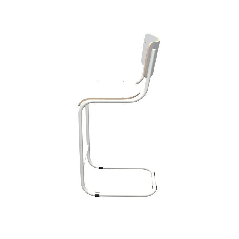 Barstuhl weiß Industriedesign, Barstuhl-Freischwinger weiß, Sitzhöhe 65 cm