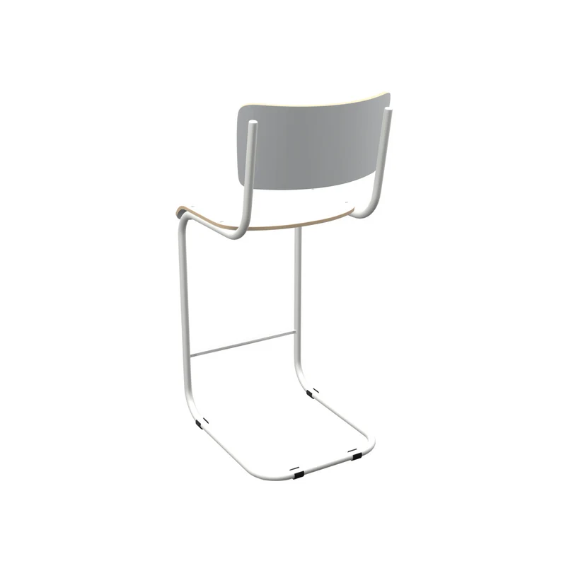 Barstuhl weiß Industriedesign, Barstuhl-Freischwinger weiß, Sitzhöhe 65 cm