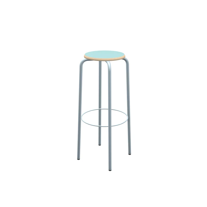 Barstuhl blau Metall-Gestell, Barhocker hellblau Metall, Sitzhöhe 80 cm