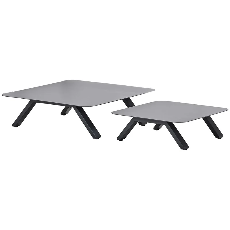 Gartencouchtisch anthrazit Metall, Couchtisch Aluminium anthrazit, Maße 86x86 cm