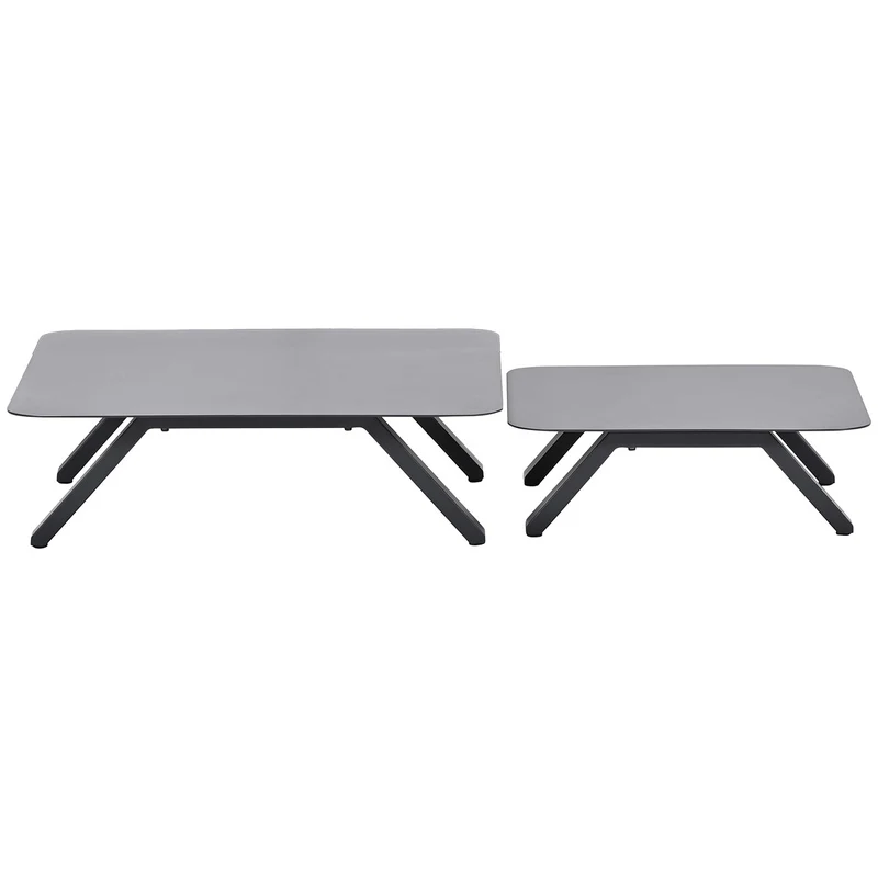 Gartencouchtisch anthrazit Metall, Couchtisch Aluminium anthrazit, Maße 86x86 cm