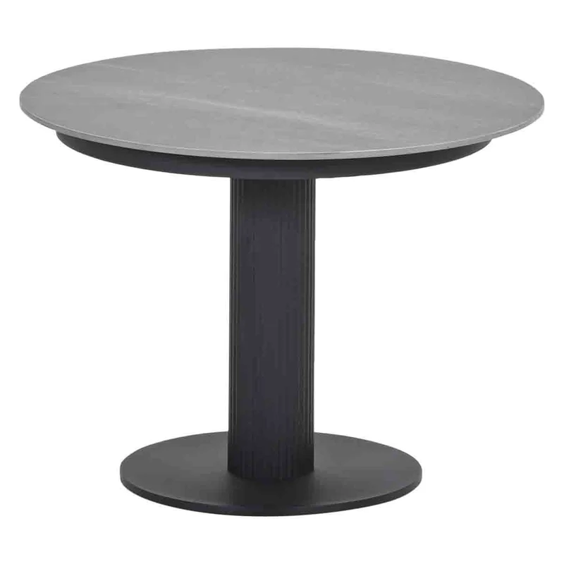Beistelltisch schwarz-grau Keramik, Garten Beistelltisch rund, Durchmesser 60 cm