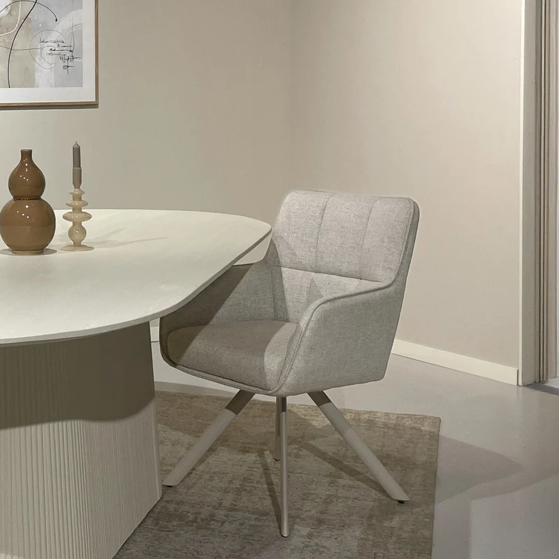 Stuhl beige Stuhlbeine drehbar, Esszimmerstuhl Farbe beige-Sand, Stuhl Federkern, Breite 62 cm