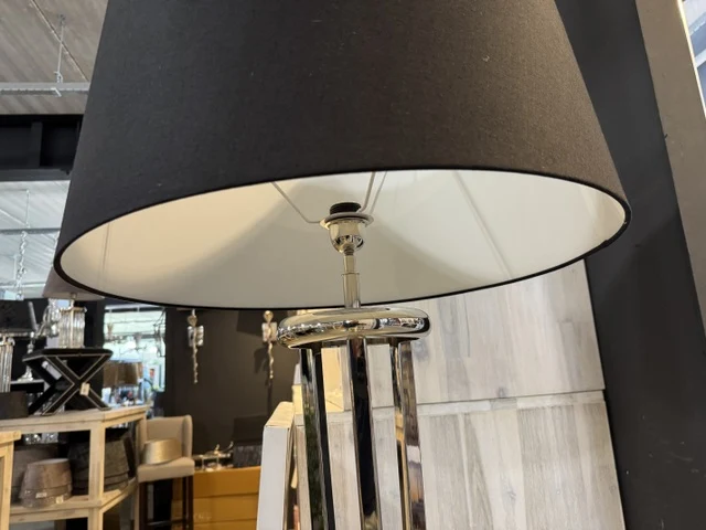 Stehlampe Silber, Stehleuchte mit Lampenschirm schwarz, Höhe 160 cm