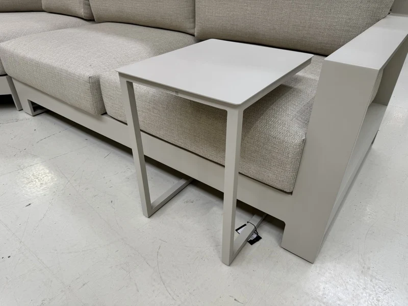 Gartenbeistelltisch beige-weiß Metall, Beistelltisch beige-weiß Metall, Höhe 50 cm