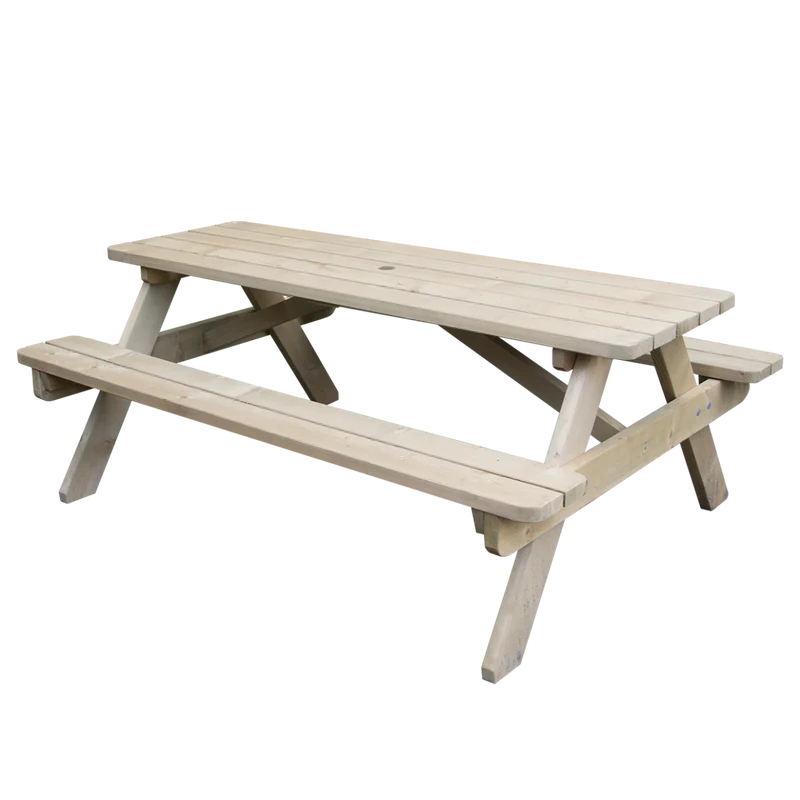 Picknicktisch Holz, Gruppensitzbank mit Tisch aus Holz, Länge 180 cm