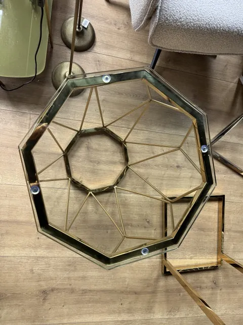 Beistelltisch Gold, Beistelltisch Glas, Durchmesser 50 cm