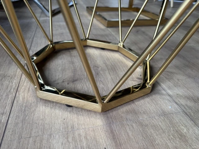 Beistelltisch Gold, Beistelltisch Glas, Durchmesser 50 cm