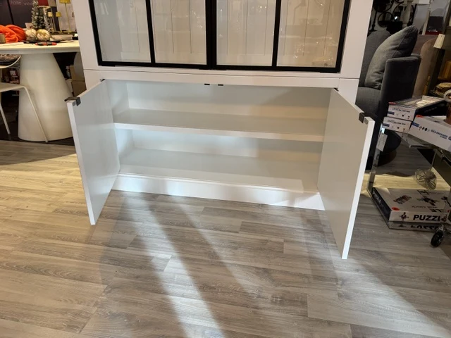 Vitrinen weiß Eiche, Geschirrschrank weiß Holz Eiche, Breite 135 cm