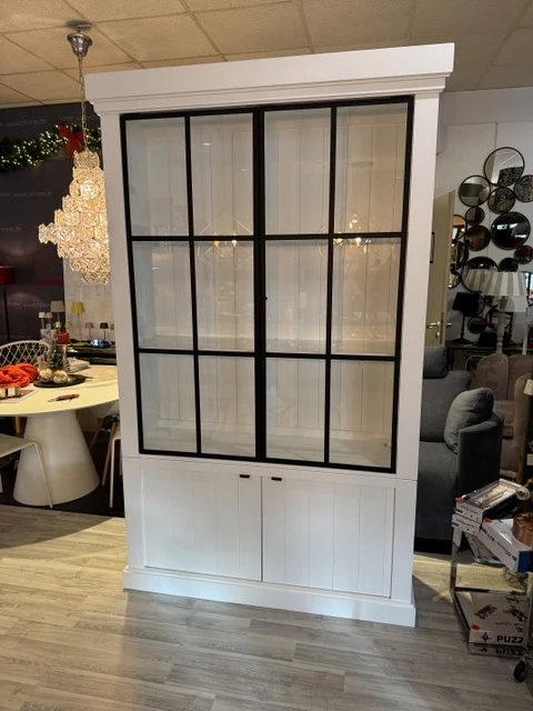 Vitrinen weiß Eiche, Geschirrschrank weiß Holz Eiche, Breite 135 cm