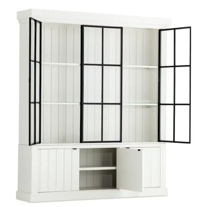 Vitrinen weiß Eiche, Geschirrschrank weiß Holz Eiche, Breite 190 cm