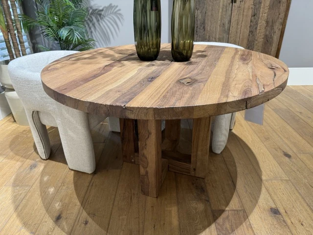 Esstisch rund braun, runder Tisch Naturholz, Durchmesser 130 cm