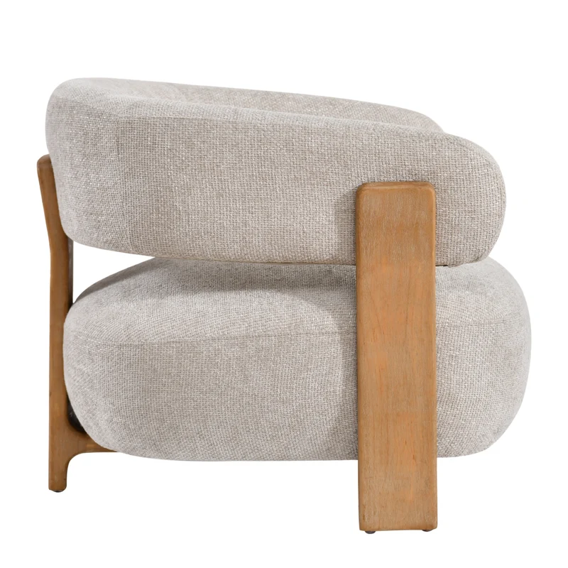 Sessel creme-taupe, Sessel Holz-Gestell, Sessel gepolstert creme, Breite 86 cm
