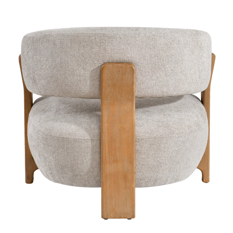 Sessel creme-taupe, Sessel Holz-Gestell, Sessel gepolstert creme, Breite 86 cm