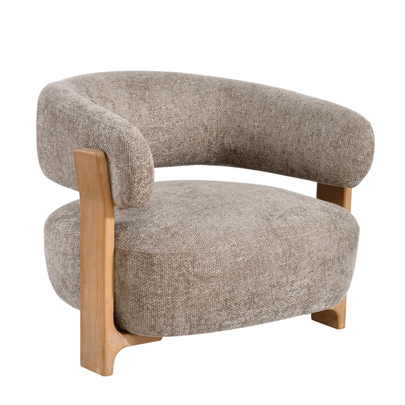 Sessel taupe, Sessel Holz-Gestell, Sessel gepolstert taupe, Breite 86 cm