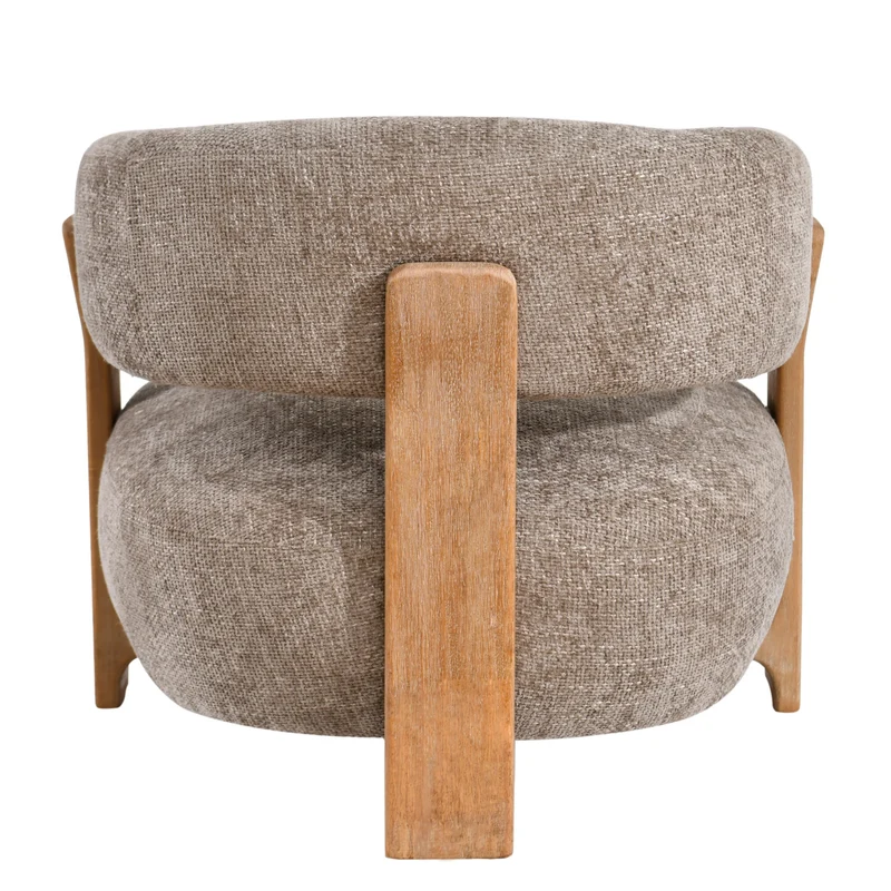 Sessel taupe, Sessel Holz-Gestell, Sessel gepolstert taupe, Breite 86 cm