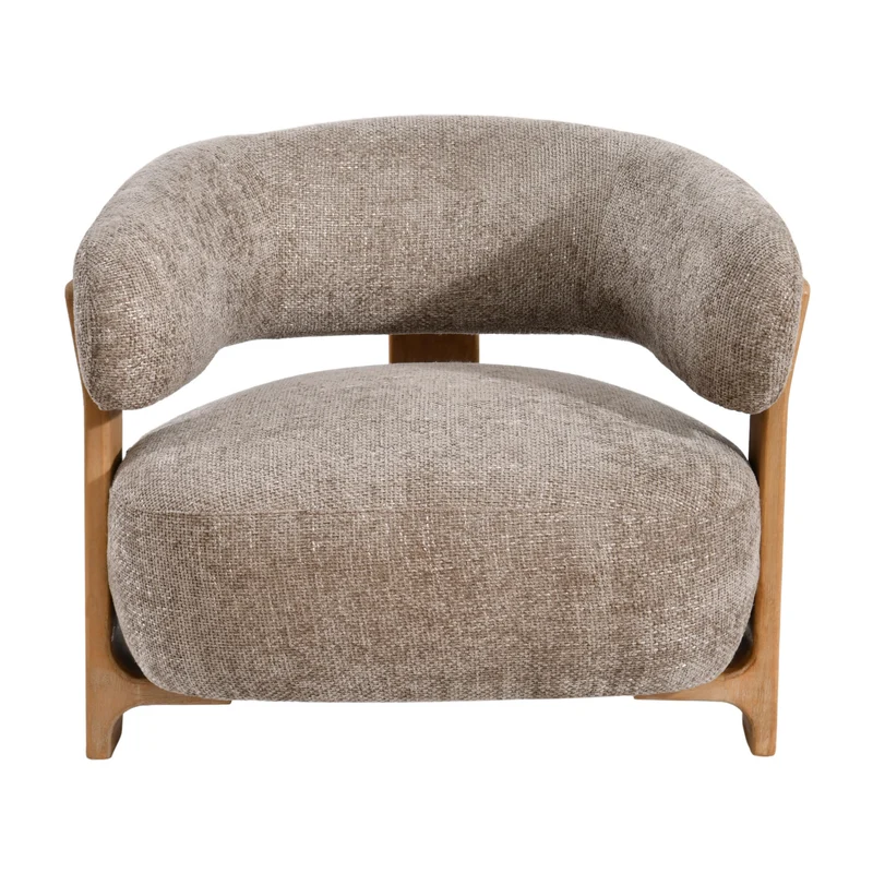 Sessel taupe, Sessel Holz-Gestell, Sessel gepolstert taupe, Breite 86 cm