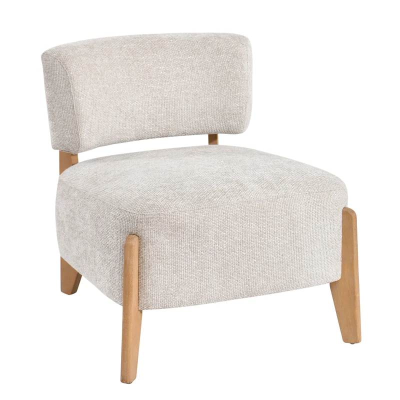 Sessel creme Sessel Holz-Gestell, Sessel gepolstert creme, Breite 73 cm