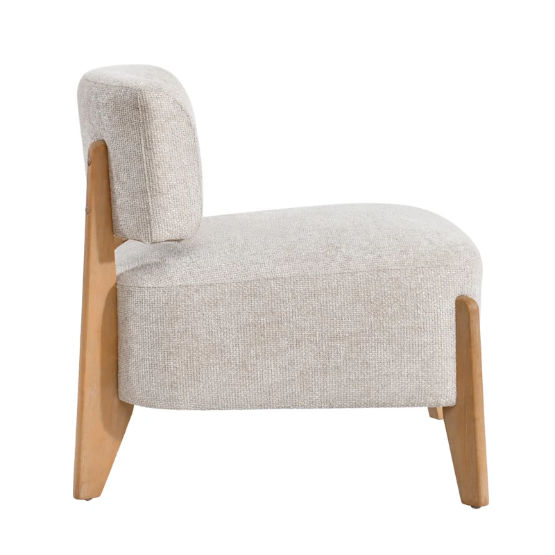 Sessel creme Sessel Holz-Gestell, Sessel gepolstert creme, Breite 73 cm