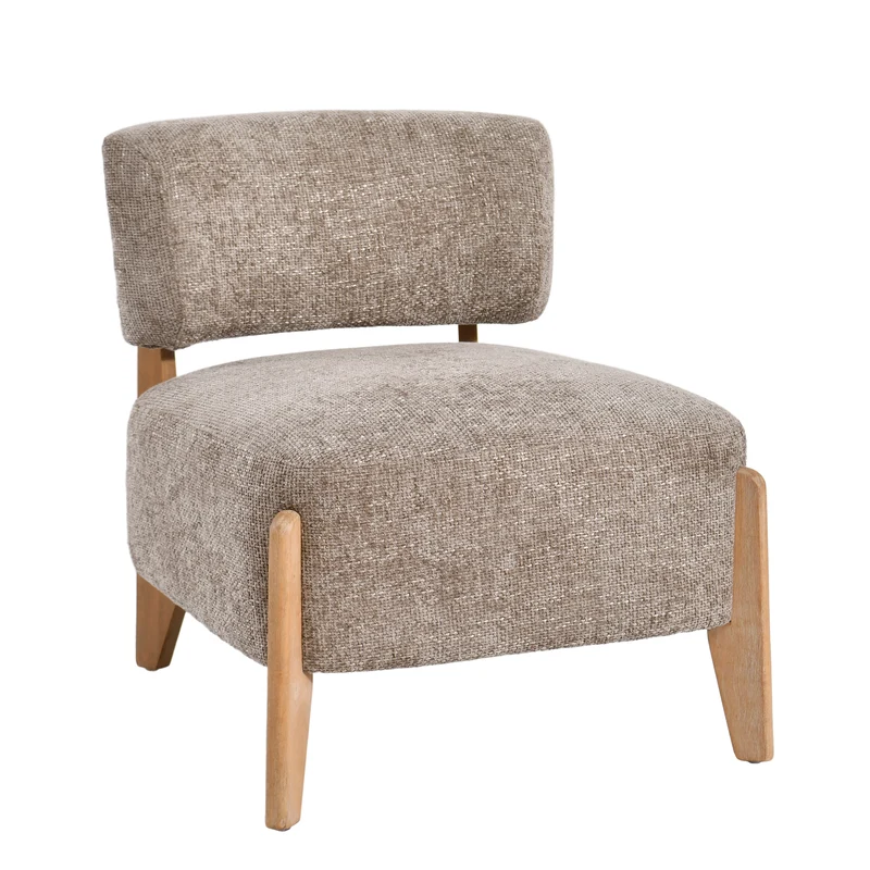 Sessel creme-taupe, Sessel Holz-Gestell, Sessel gepolstert creme, Breite 73 cm