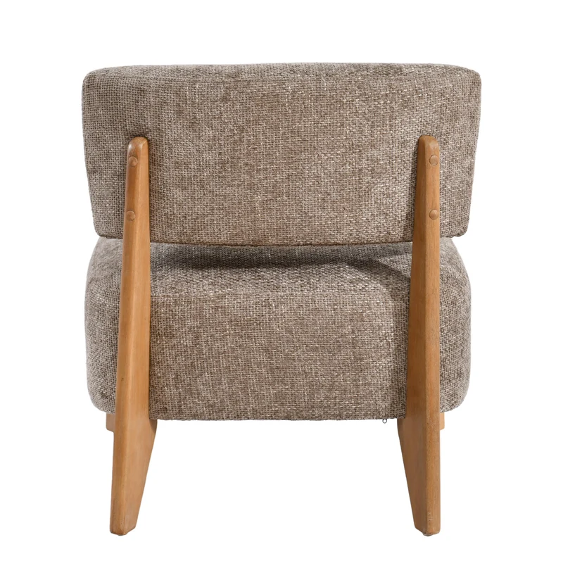 Sessel creme-taupe, Sessel Holz-Gestell, Sessel gepolstert creme, Breite 73 cm