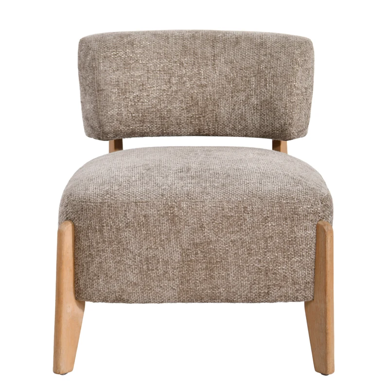 Sessel creme-taupe, Sessel Holz-Gestell, Sessel gepolstert creme, Breite 73 cm