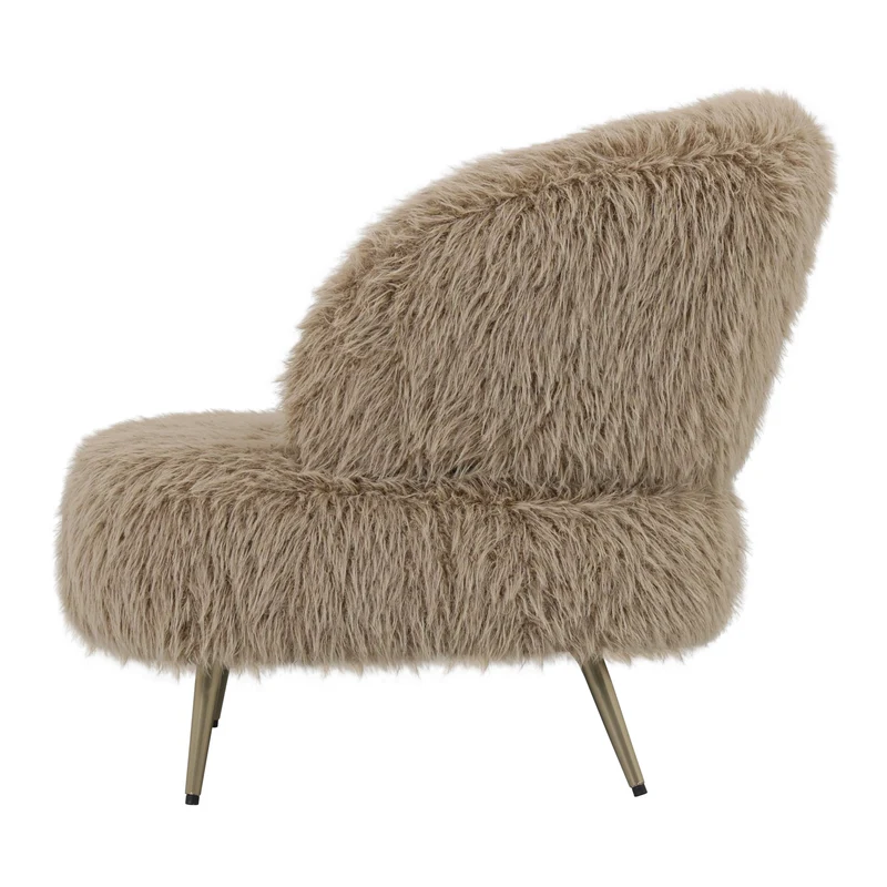 Sessel braun Felloptik, Sessel Schaffelloptik, Breite 83 cm