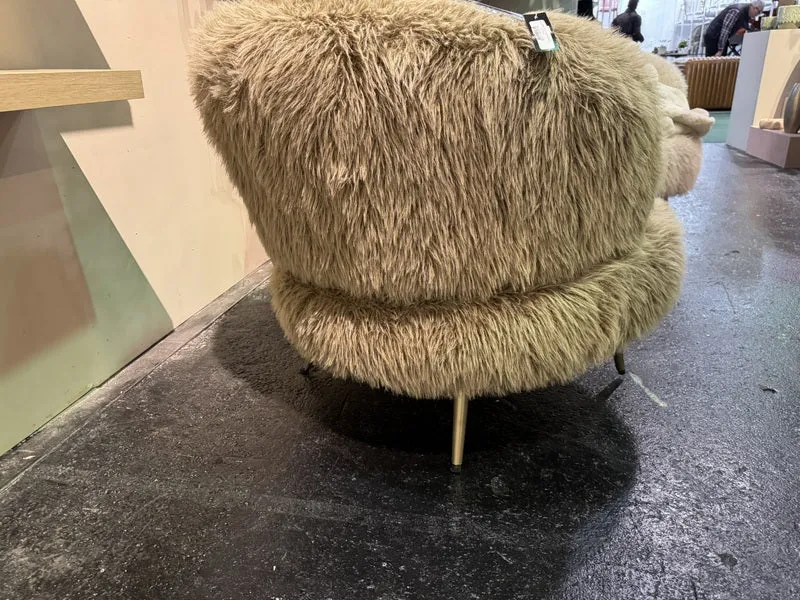 Sessel braun Felloptik, Sessel Schaffelloptik, Breite 83 cm
